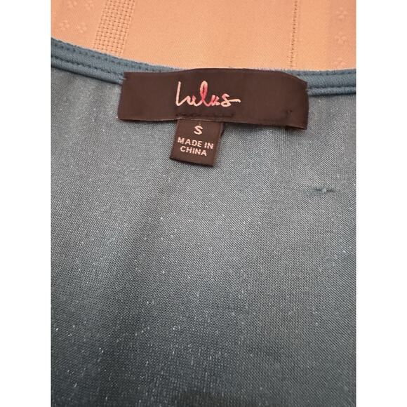 Lulu's Sz S Crushed Velvet Long Sleeve Wrap Dress Teal Homecoming Holiday - Picture 5 of 9